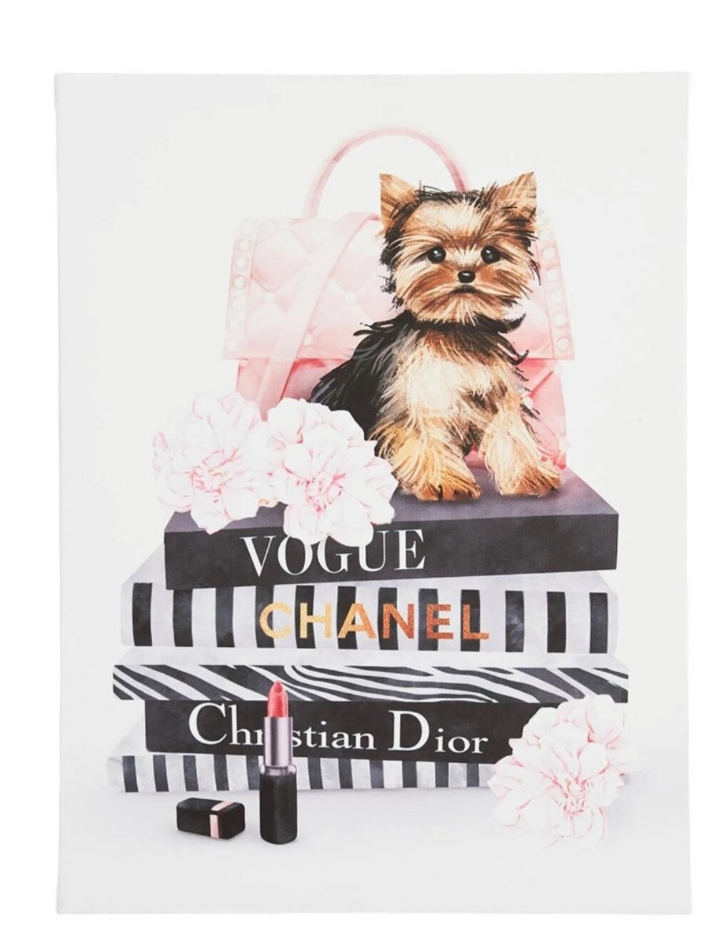At Home Yorkie Puppy Fashion Book Stacked Canvas Wall Decor